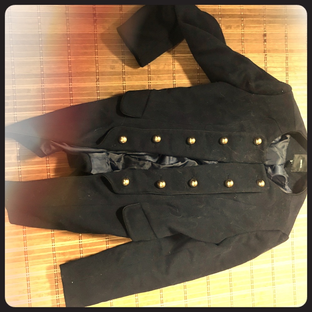 Military style wool coat with pockets